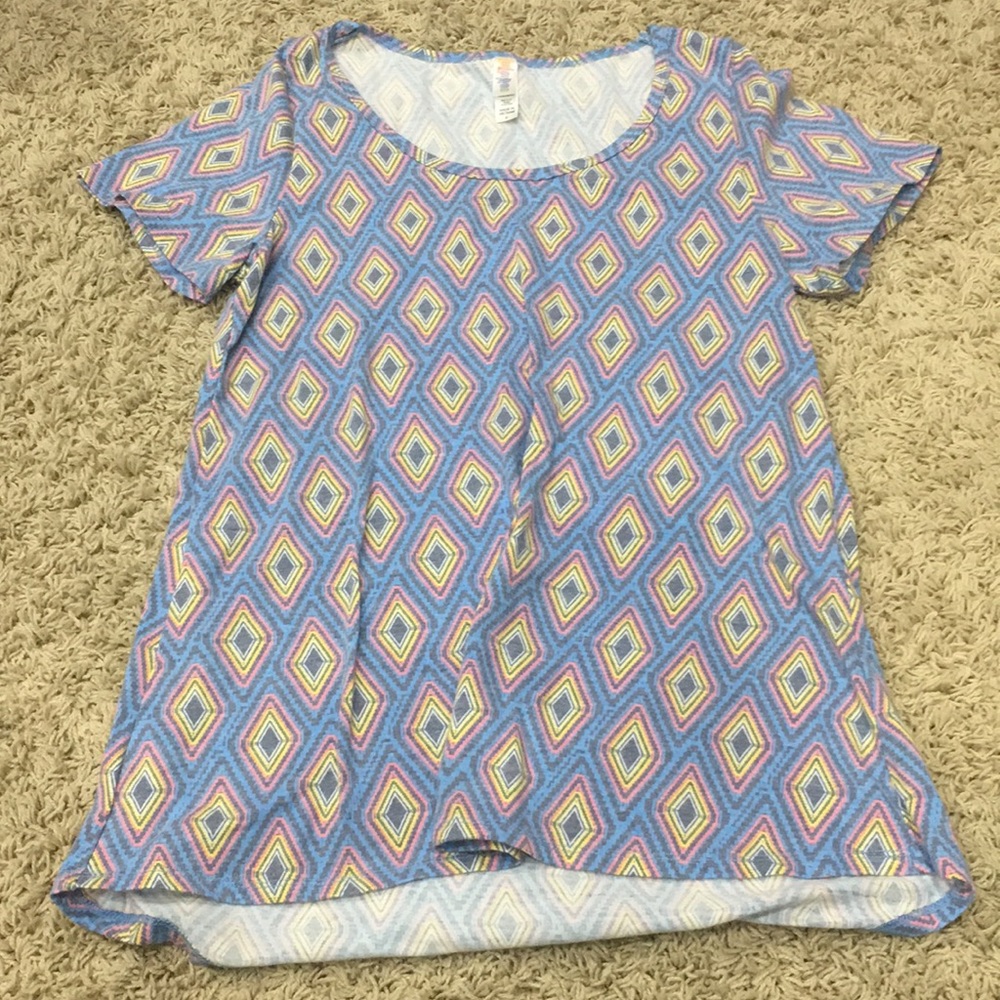 LuLaRoe CLASSIC T light blue yellow pink S